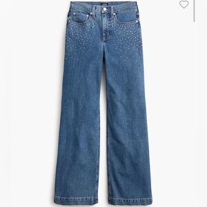 J. Crew Embellished Classic Wide Leg Jeans